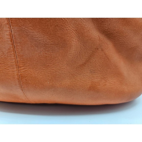 Gianni Bini Womens Zip Top Orange‎ Solid Leather Shoulder Handbag Jewel Strap - Picture 5 of 14